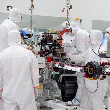 Engineers working on the mars rover