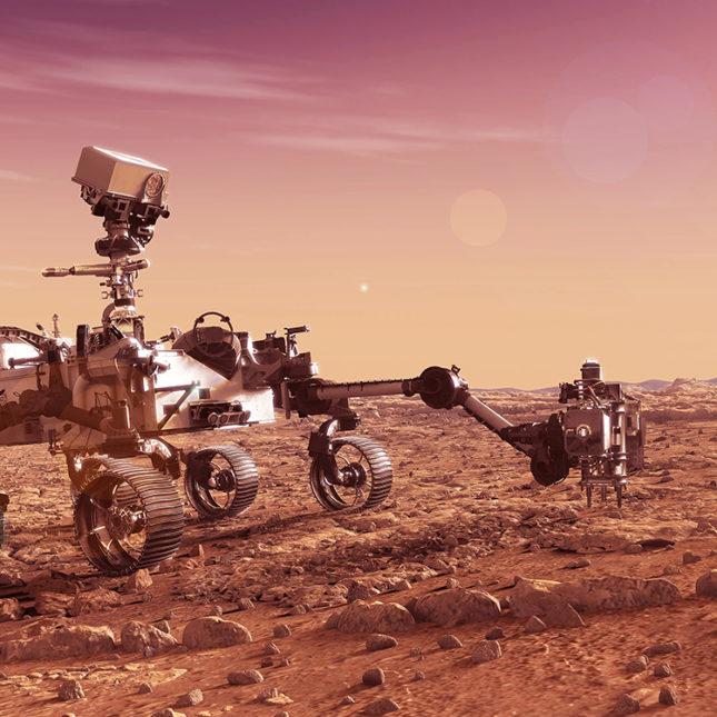 Rover on the surface of Mars.